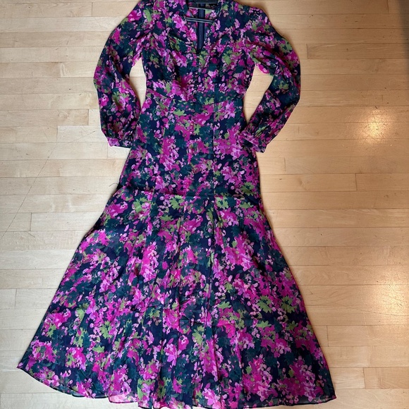 Club Monaco Pink/green Floral print maxi dress, 00. GD1141 - Picture 5 of 11